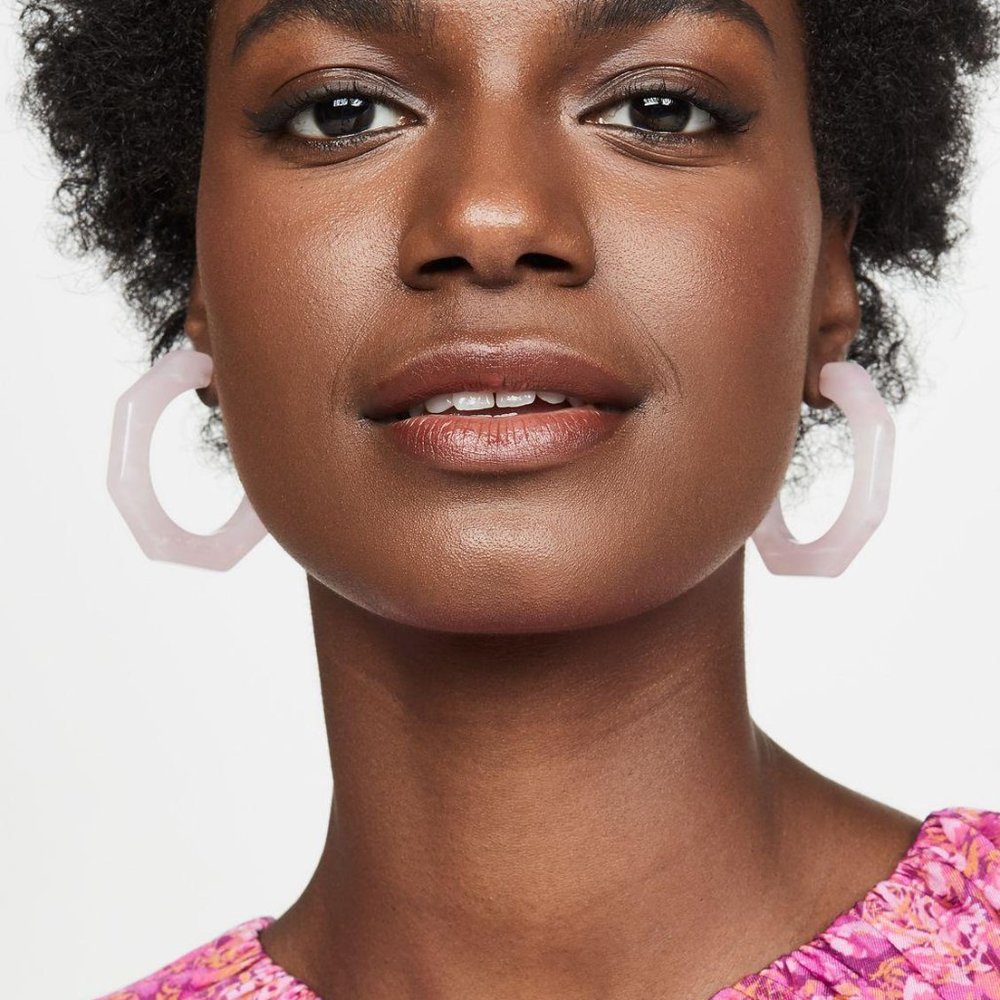 Madewell Pale Pink Geometric Hoop Earrings